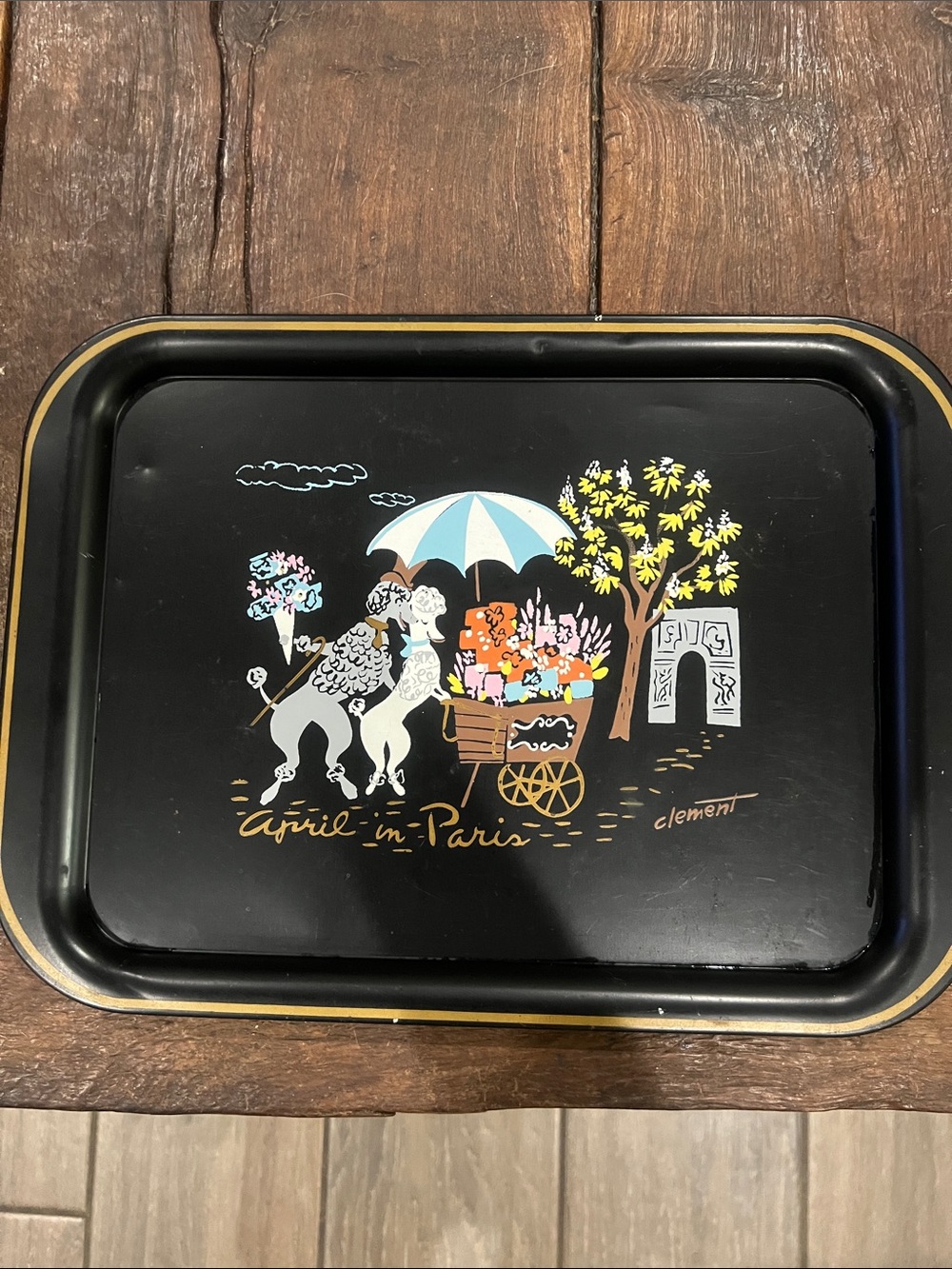 Clement 'April in Paris' Decorative Black Serving Tray